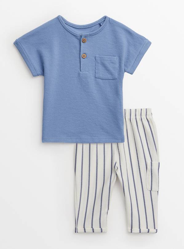 Sailor Blue T-Shirt & Stripe Trousers Set 9-12 months